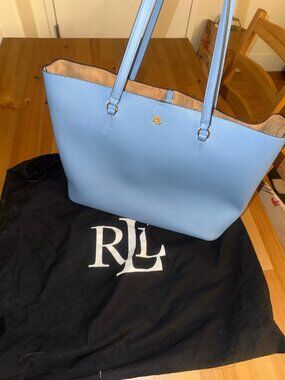 Lauren Ralph Lauren Crosshatch Leather Medium Karly Shopper Tote
